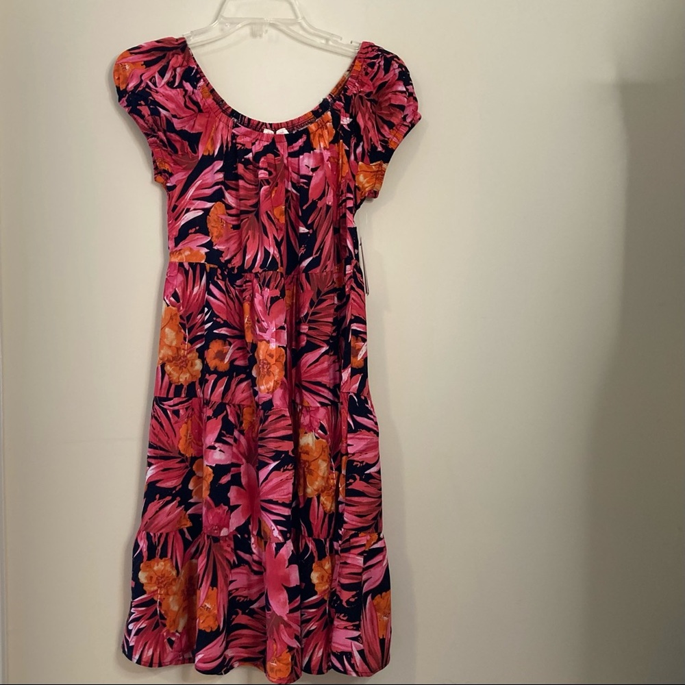 Floral Pullover Tiered Dress, riley rae, Ruby Blush, XS, NWT